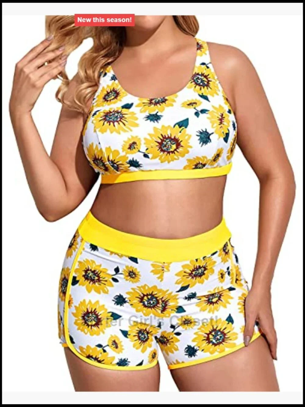 Plus Size 3 Piece Tankini Swimsuits Athletic Bathing Suits with Shorts